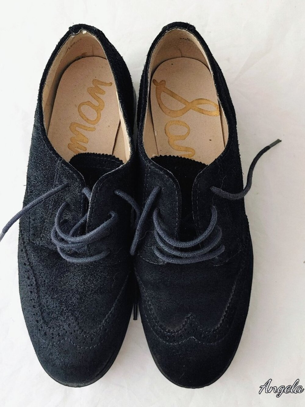 Sam Edelman Black Suede Oxford Wingtip Brogues Size 36.5 / 37